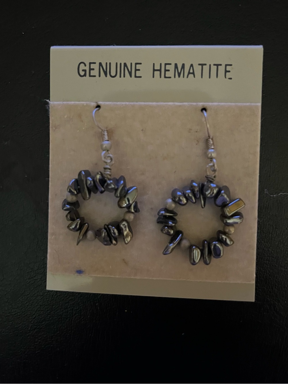 Hematite Hoop Earrings in Black & Gray NWT